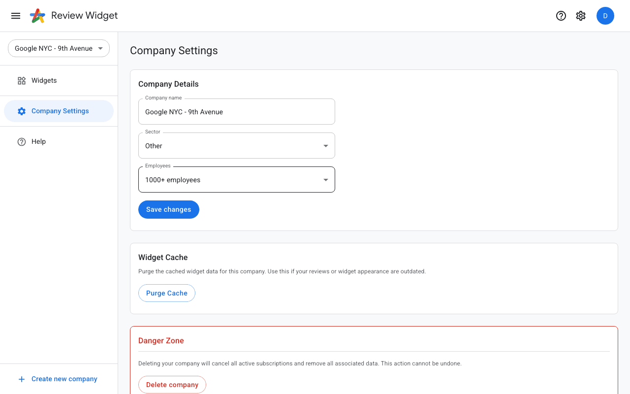 Updating company settings
